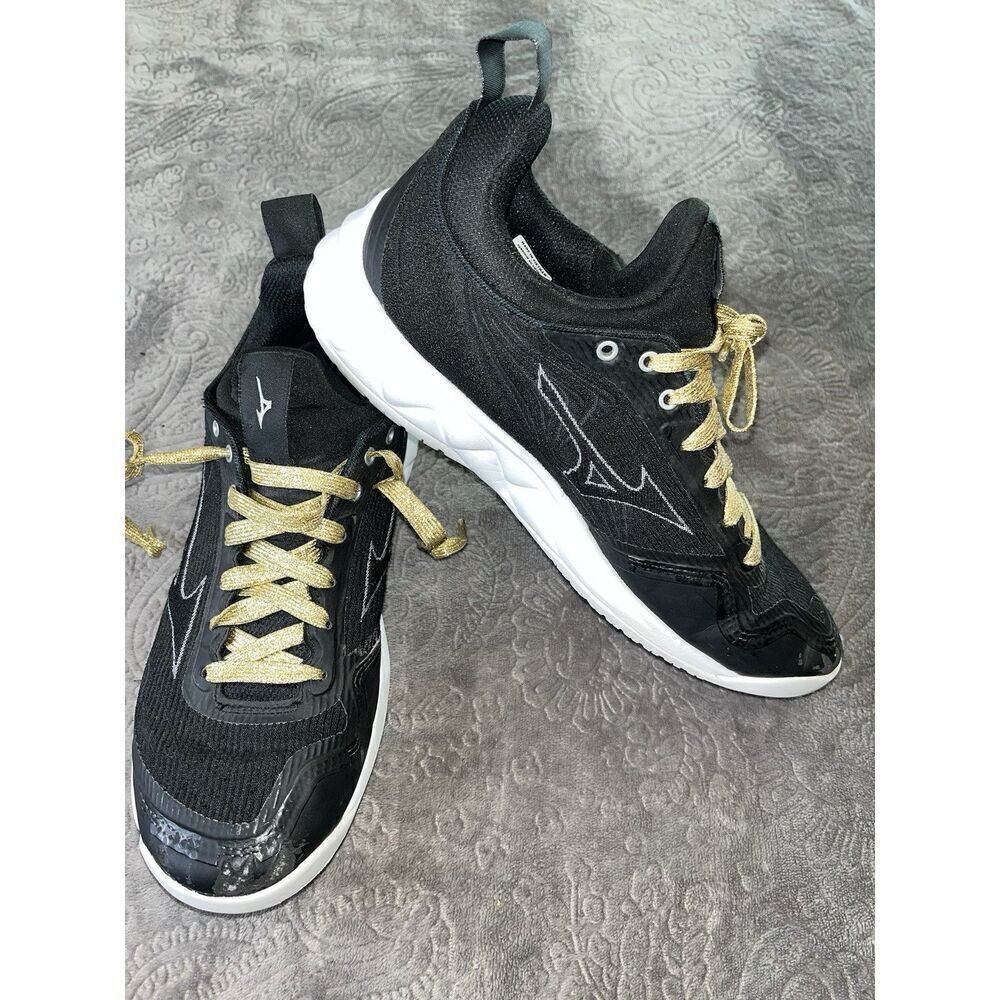 MIZUNO Wave Luminous 2 Women's Indoor Volleyball Shoes Black w/gold laces Sz 8